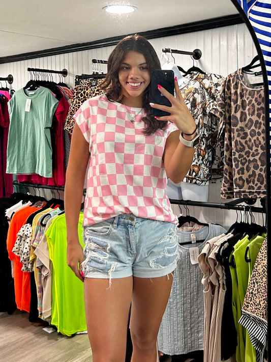 Pink Checkered Tank
